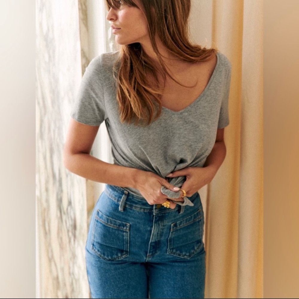 Gray Women's V-Neck Top
